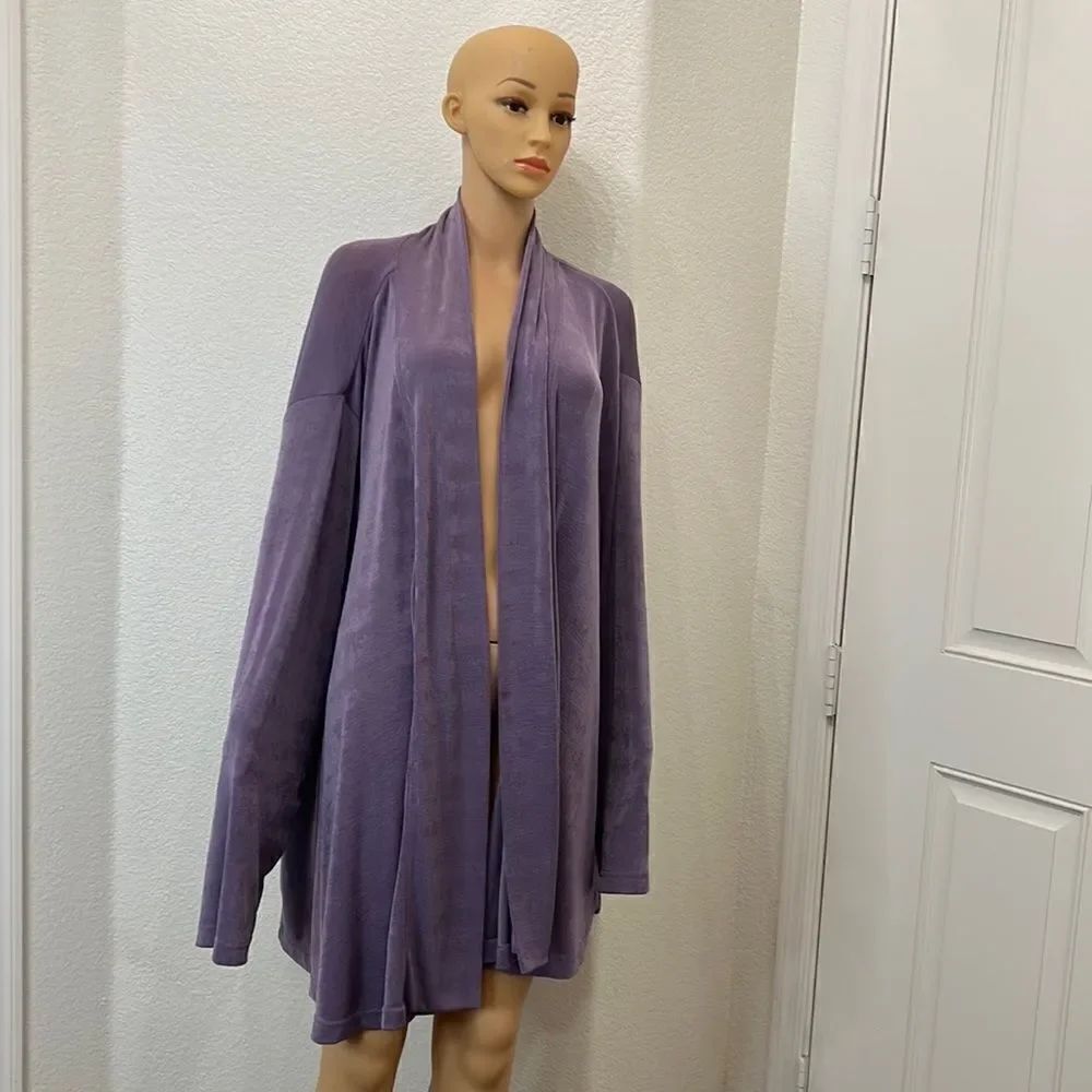Brylane Woman Collection 3X Open Front Cardigan Violet Iris Purple Topper Jacket